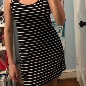 black and white striped dress
